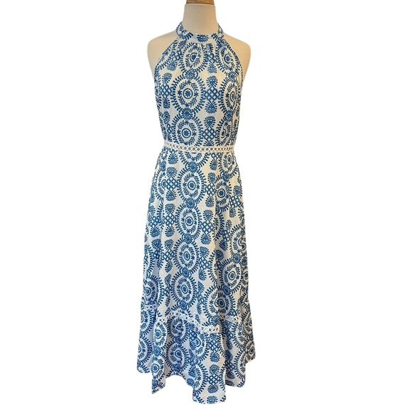 Cupshe Dresses & Skirts - Cupshe Sleeveless Halter Midi Dress Cutout Details and Ruffle Hem Size Large